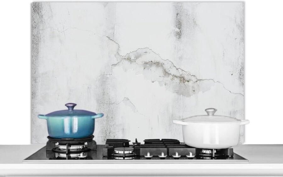 Spatscherm Keuken Spatwand Aanrecht Koken Beschermen Beton Look 100x65 cm Grijs Wit