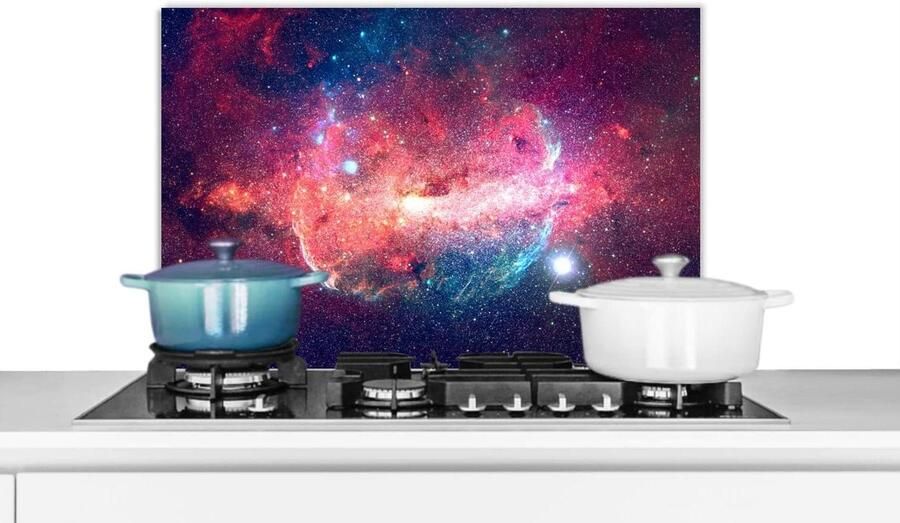 Spatscherm Keuken Spatwand Aanrecht Koken Beschermen Luxe Aluminium 60x40 cm Oranje Sterren