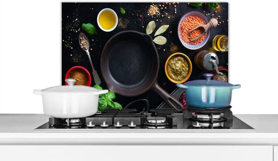 Spatscherm Keuken Spatwand Achterwand Bescherming Kookplaat Luxe Aluminium 70x50 cm Veelkleurig