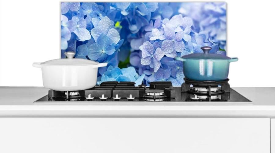 Spatscherm Keuken Spatwand Achterwand Koken Beschermen Luxe Aluminium 70x30 cm Blauw
