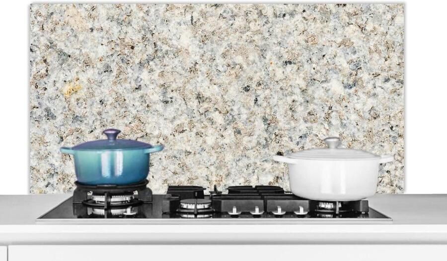 Spatscherm Keuken Spatwand Achterwand Kookplaat Beschermen Hittebestendig Materiaal 120x60 cm Wit Grijs