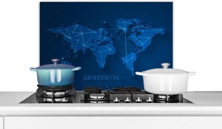 Spatscherm Keuken Spatwand Achterwand Kookplaat Beschermen Luxe Aluminium 60x40 cm Blauw