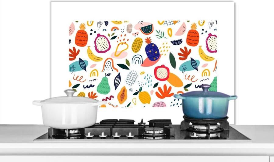 Spatscherm Keuken Spatwand Achterwand Kookplaat Beschermen Luxe Aluminium 90x60 cm Wit Pastel