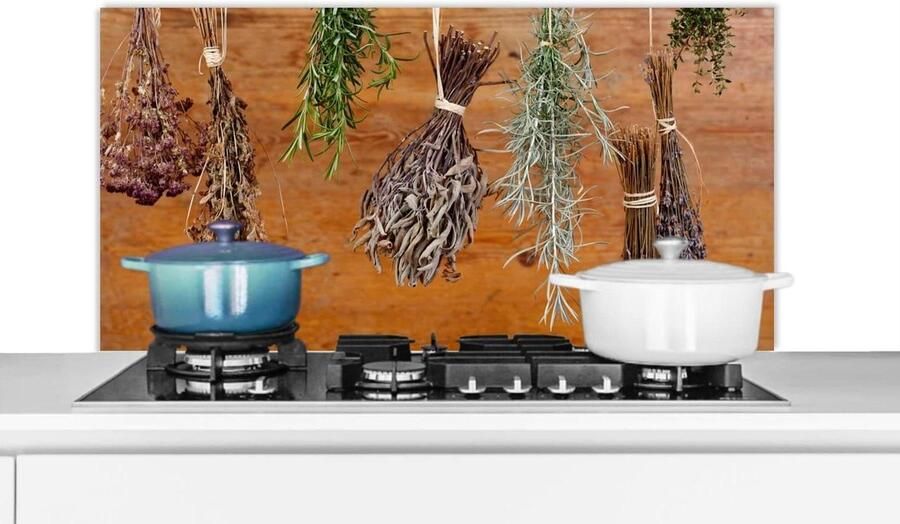 Spatscherm Keuken Spatwand Achterwand Kookplaat Beschermen Unieke Kruiden Print 100x50 cm Veelkleurig