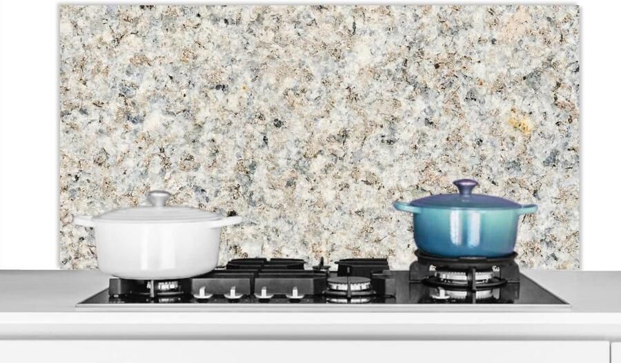 Spatscherm Keuken Spatwand Keuken Kookplaat Beschermen Hittebestendig Aluminium 120x60 cm Wit Grijs
