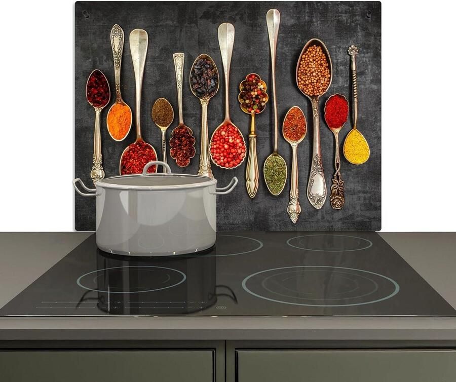 Spatscherm Keuken Spatwand Kookplaat Bescherming Wand 2-in-1 Functie 52x70 cm Beton Lepels