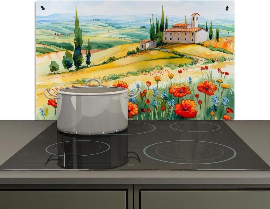 Spatscherm Keuken Spatwand Kookplaat Keukenwand Beschermen 2-in-1 Functie 52x91.2 cm Bloemen Landschap