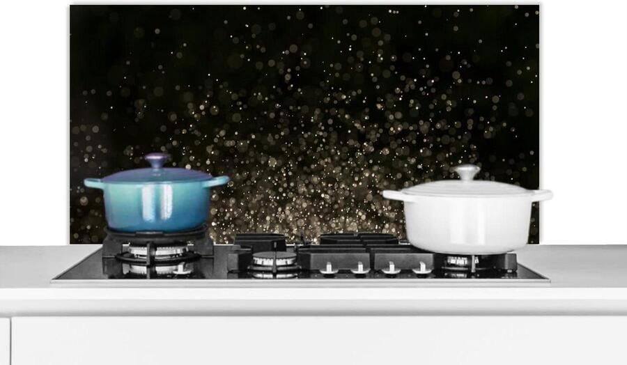 Spatscherm Keuken Spatwand Kookplaat Koken Zonder Vlekken Luxe Aluminium 100x50 cm Glitters Zwart