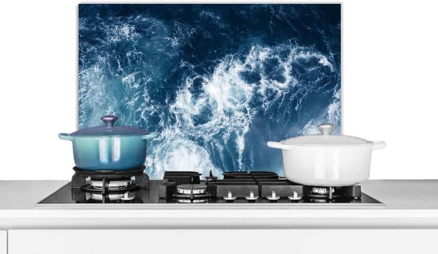 Spatscherm Keuken Spatwand Muur Koken Beschermen Luxe Aluminium 60x40 cm Blauw