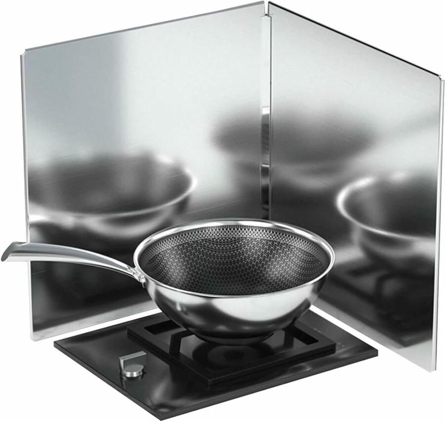 Spatscherm Keuken Vetbeschermer Schoon Koken Opvouwbaar Ontwerp 30x30cm Zilver - Foto 1