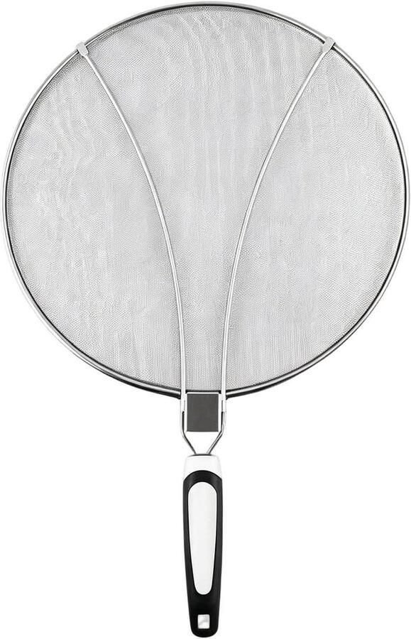 Spatscherm Keuken Vetvanger Deksel Schoon Koken Fijn RVS Gaas 29 cm Diameter Zilverkleurig