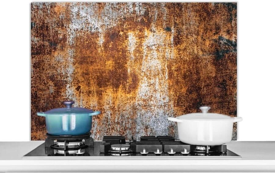 Spatscherm Keuken Wandpaneel Achterwand Kookplaat Beschermen Eenvoudig Schoonmaken 100x65 cm Roest Zilver