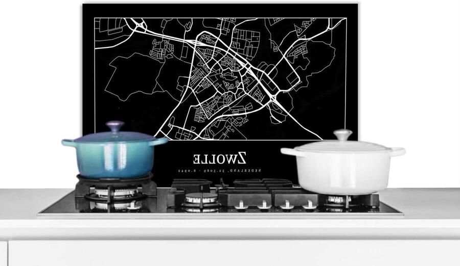 Spatscherm Keuken Wandpaneel Keuken Bescherming Kookplaat Stadskaart Design 70x50 cm Veelkleurig
