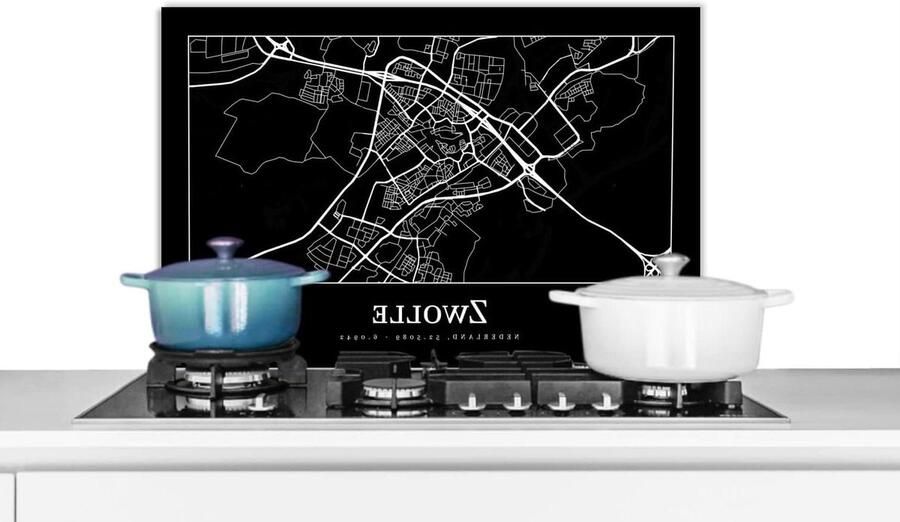 Spatscherm Keuken Wandpaneel Keuken Kookplaat Beschermen Scherpe Stadskaart 70x50 cm Veelkleurig