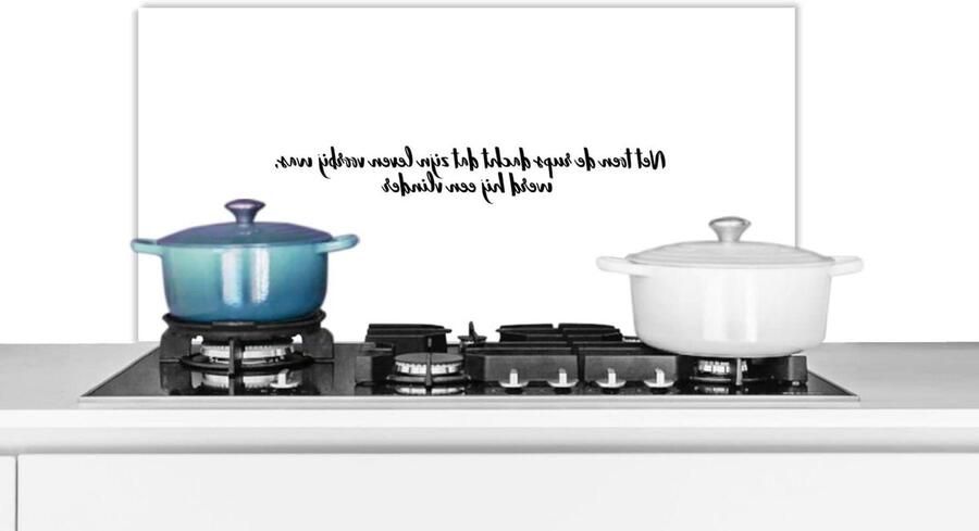 Spatscherm Keuken Wandpaneel Kookplaat Beschermen Humoristische Tekst 90x45 cm Veelkleurig