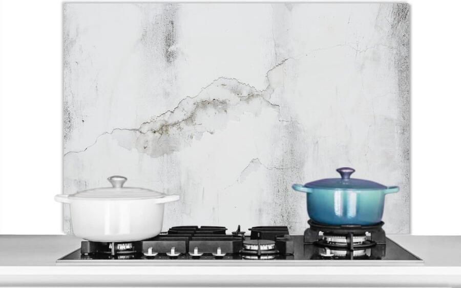Spatscherm Keuken Wandpaneel Kookplaat Beschermen Luxe Aluminium 100x65 cm Beton Grijs Wit
