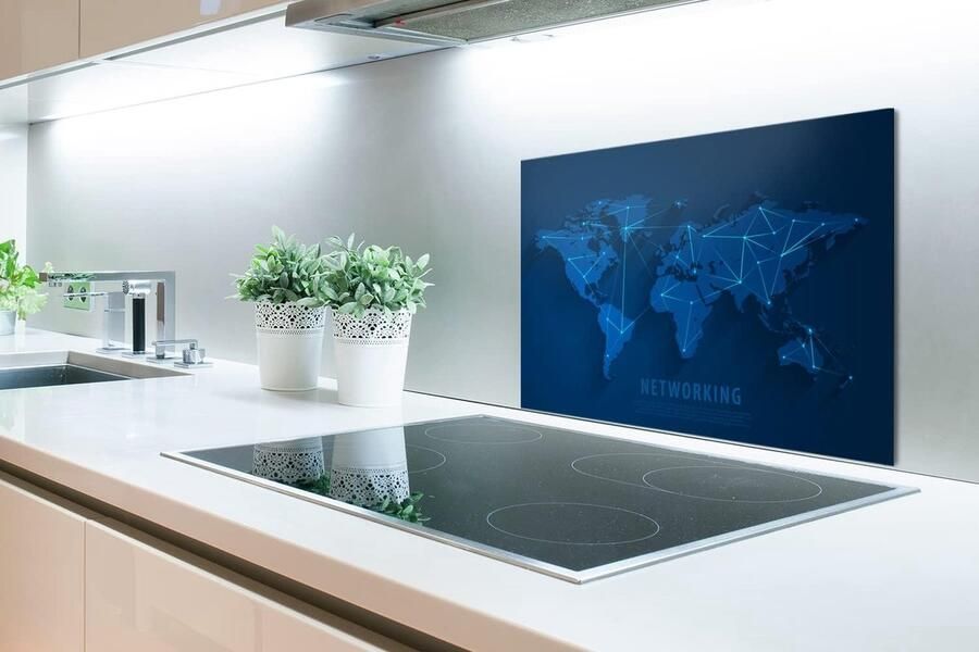 Spatscherm Keuken Wandpaneel Kookplaat Beschermen Luxe Aluminium 60x40 cm Blauw