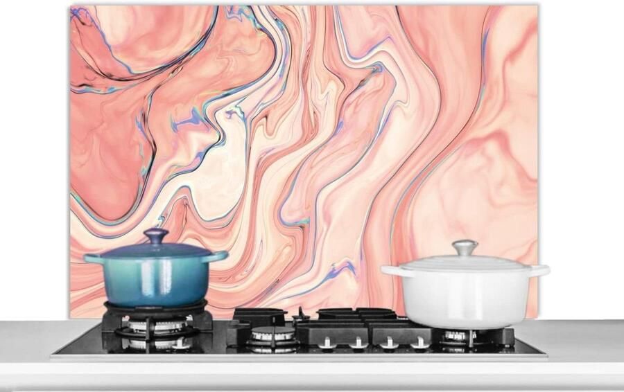 Spatscherm Keuken Wandpaneel Kookplaat Beschermen Luxe Marmerlook 100x65 cm Veelkleurig