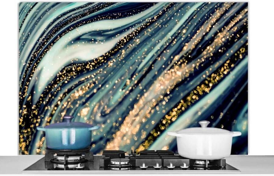 Spatscherm Keuken Wandpaneel Kookplaat Beschermen Luxe Marmerlook 120x80 cm Veelkleurig