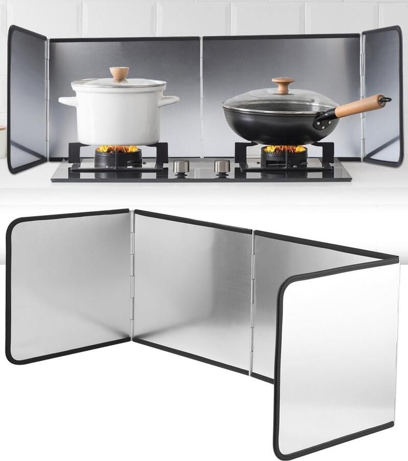 Spatscherm keukenachterwand 4-zijdig 76 x 29 x 30 cm Vetspatscherm voor Fornuis - Foto 1