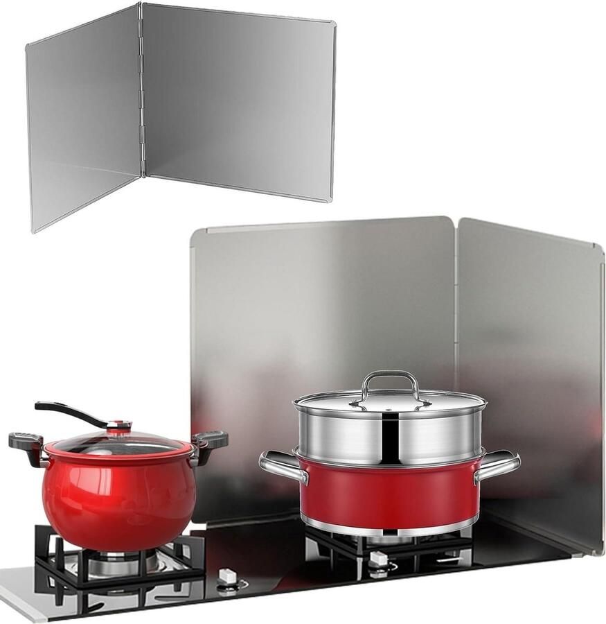 Spatscherm Kookplaat Vetvanger Keuken Koken Frituren Opvouwbaar Ontwerp 2 Stuks Zilver