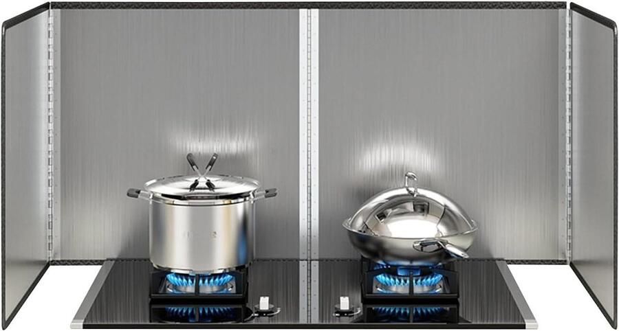 Spatscherm Kookplaat Vetvanger Keuken Schoon Koken Opvouwbaar Ontwerp 80 cm Breed Zilver