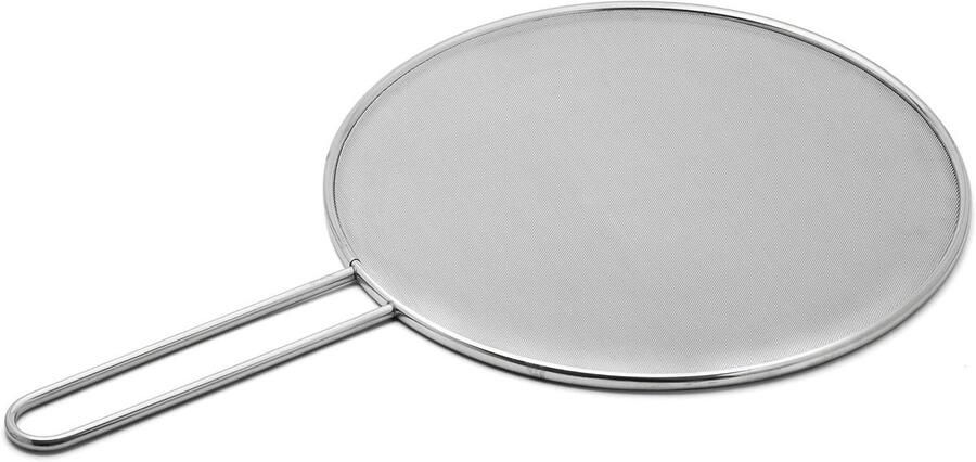 Spatscherm RVS Spatdeksel Zeef Schoon Koken Voor Pannen tot 28cm 29 cm Diameter Zilverkleurig