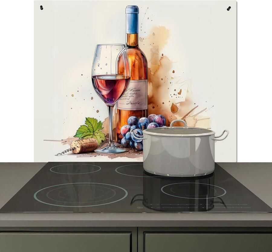 Spatwand Keuken Achterwand Beschermer Koken en Beschermen 2-in-1 Functie 52x60 cm Rosé Wijn
