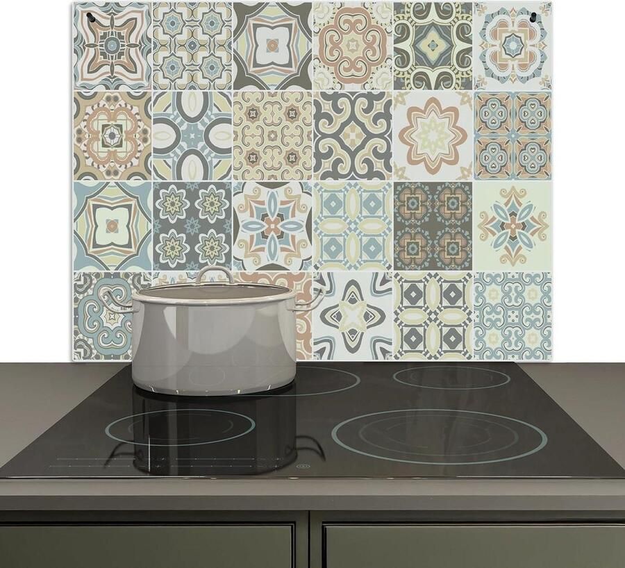 Spatscherm Keuken Achterwand Beschermer Kookplaat Beschermen 2-in-1 Functie 52x80 cm Patroon Tegel