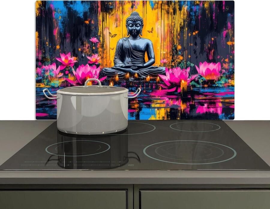 Keuken Spatscherm Spatwand Kookplaat Keuken Beschermen 2-in-1 Functie 51.5x83 cm Geel