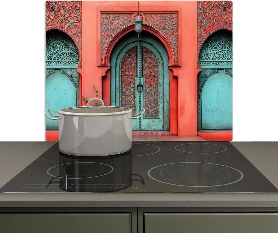 Spatwand Keuken Achterwand Beschermer Koken en Reinigen 2-in-1 Functie 52x71 cm Turquoise