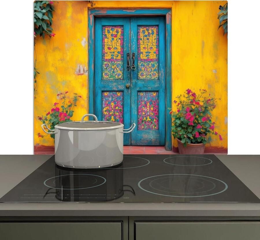 Spatwand Keuken Achterwand Beschermer Koken en Reinigen 2-in-1 Functionaliteit 52x59 cm Kleurrijk