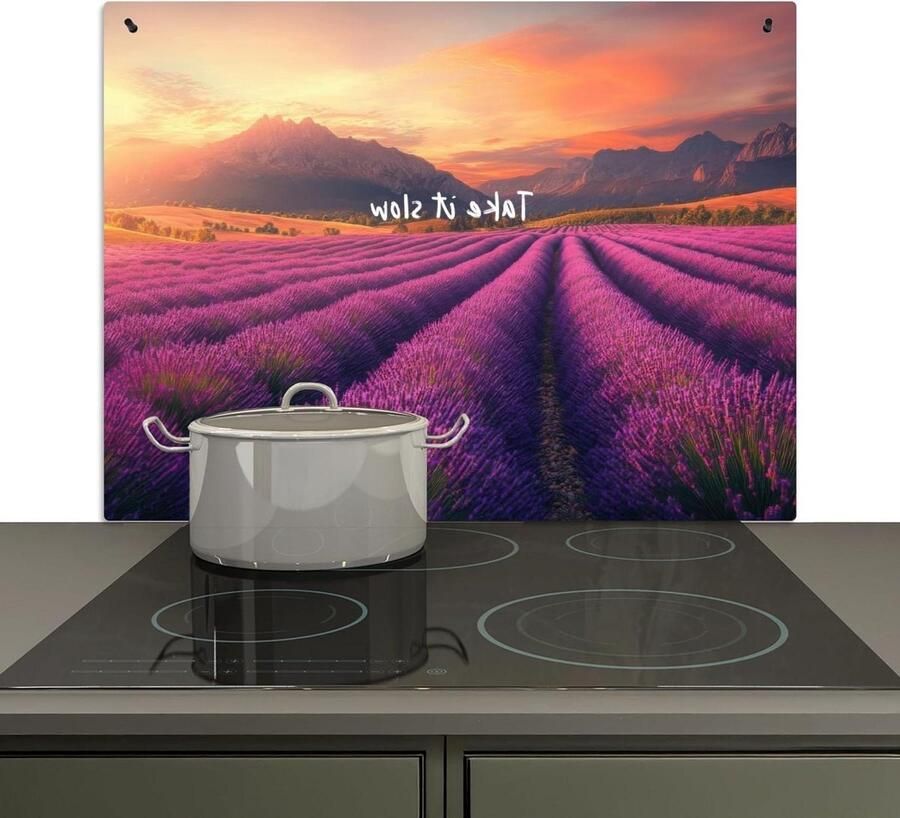 Spatwand Keuken Achterwand Beschermer Koken en Reinigen Dubbele Functie 52x80 cm Lavendelveld