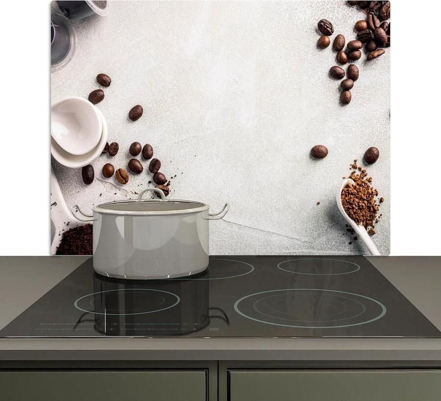Spatwand Keuken Achterwand Fornuis Koken en Schoonmaken 2-in-1 Functie 52.5x80.5cm Koffie