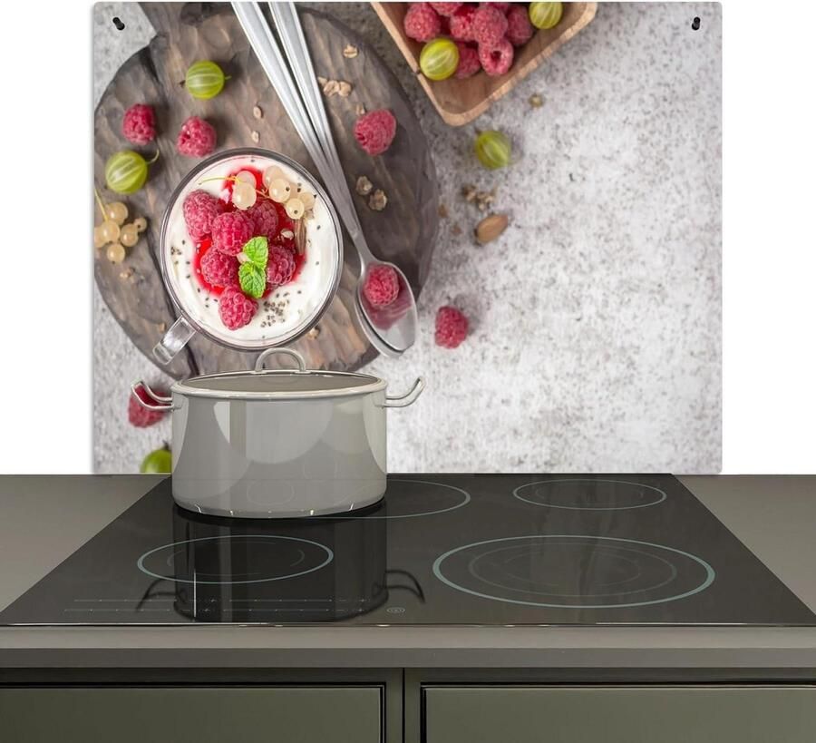 Spatwand Keuken Kookplaat Beschermer Morsen Voorkomen 2-in-1 Functie 52x81cm Dessert Fruit
