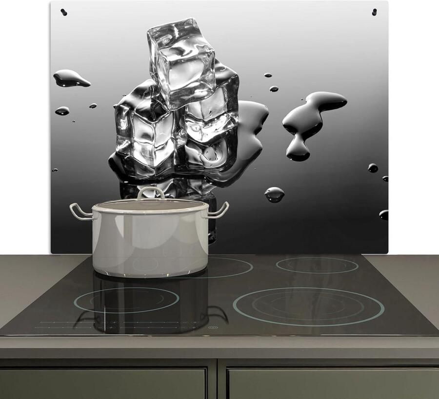 Spatwand Keuken Fornuis Beschermer Koken en Schoonhouden 2-in-1 Functie 52.5x80.5cm Grijs Zwart