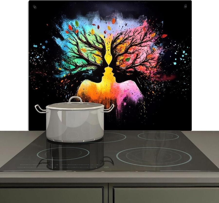 Spatwand Keuken Kookplaat Achterwand Muur Beschermen 2-in-1 Functie 52x60 cm Kleurrijk