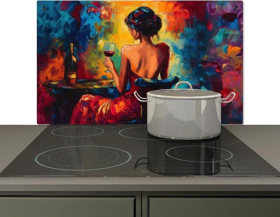 Spatwand Keuken Kookplaat Beschermer Hygiënisch Werken 2-in-1 Functie 51.5x83 cm Wijn