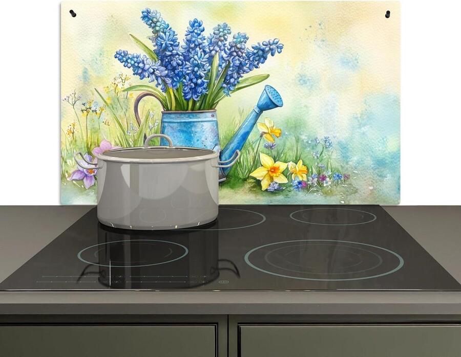 Spatwand Keuken Kookplaat Beschermer Hygiënisch Werken 2-in-1 Functie 52x91 cm Lavendel Bloesems