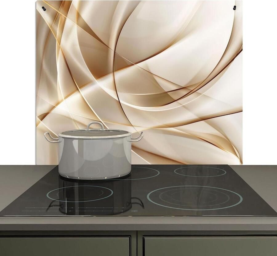 Spatwand Keuken Kookplaat Beschermer Keuken Beschermen 2-in-1 Functie 52x60cm Goud Abstract