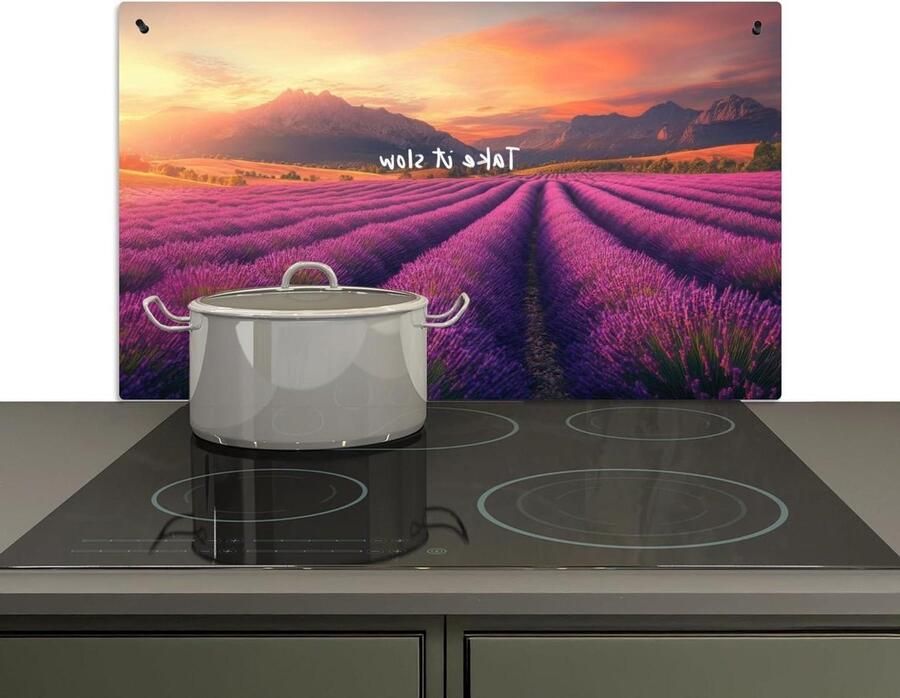 Spatwand Keuken Kookplaat Beschermer Keuken Beschermen Dubbelzijdig Gebruik 52x90cm Lavendel Veld
