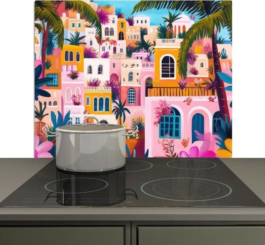 Spatwand Keuken Kookplaat Beschermer Keukenwand Beschermen 2-in-1 Functie 52x60 cm Kleurrijk