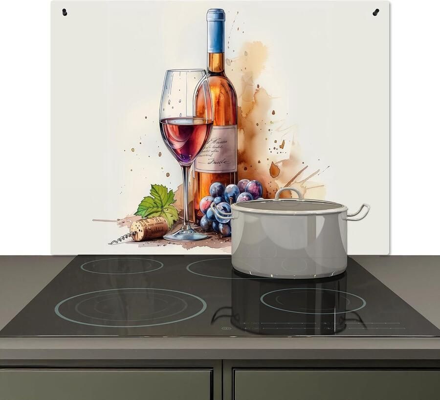 Spatwand Keuken Kookplaat Beschermer Keukenwand Beschermen 2-in-1 Functie 52x78 cm Rosé Wijn