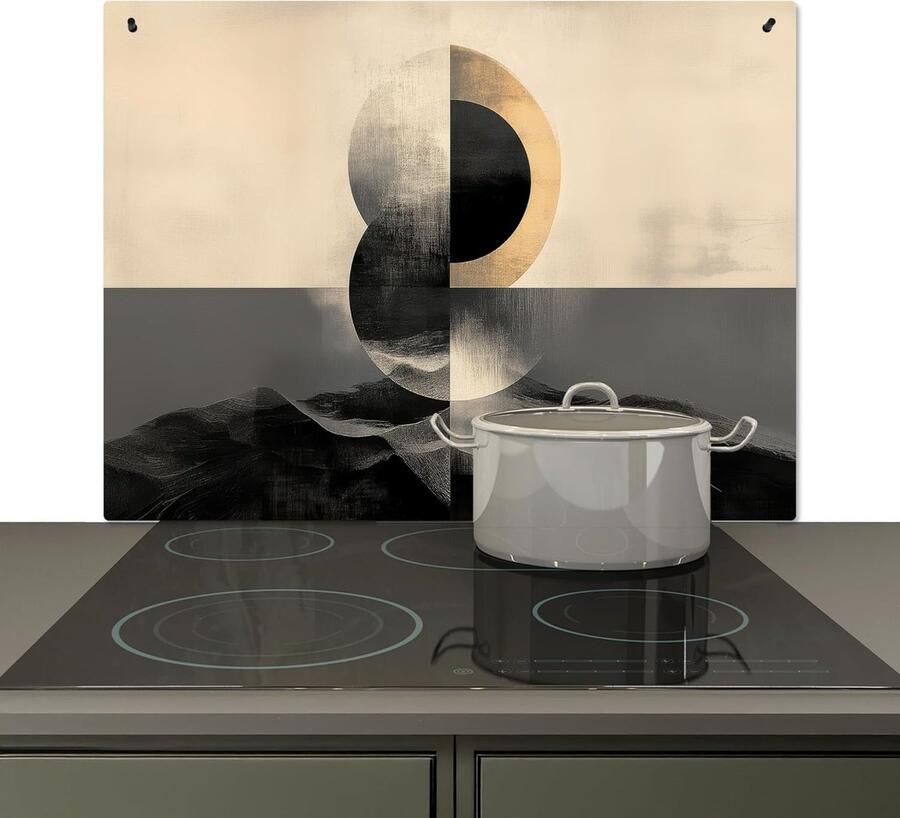 Spatwand Keuken Kookplaat Beschermer Keukenwand Beschermen 2-in-1 Functie 52x81.2 cm Abstract Cirkels