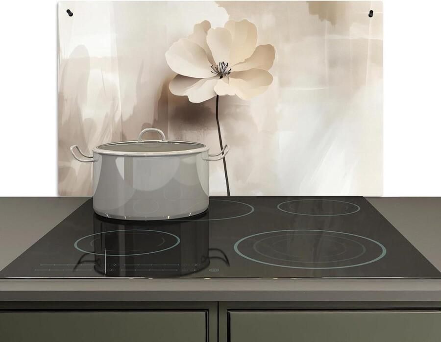 Spatwand Keuken Kookplaat Beschermer Keukenwand Beschermen Dubbele Functie 51.5x83 cm Beige Bloem