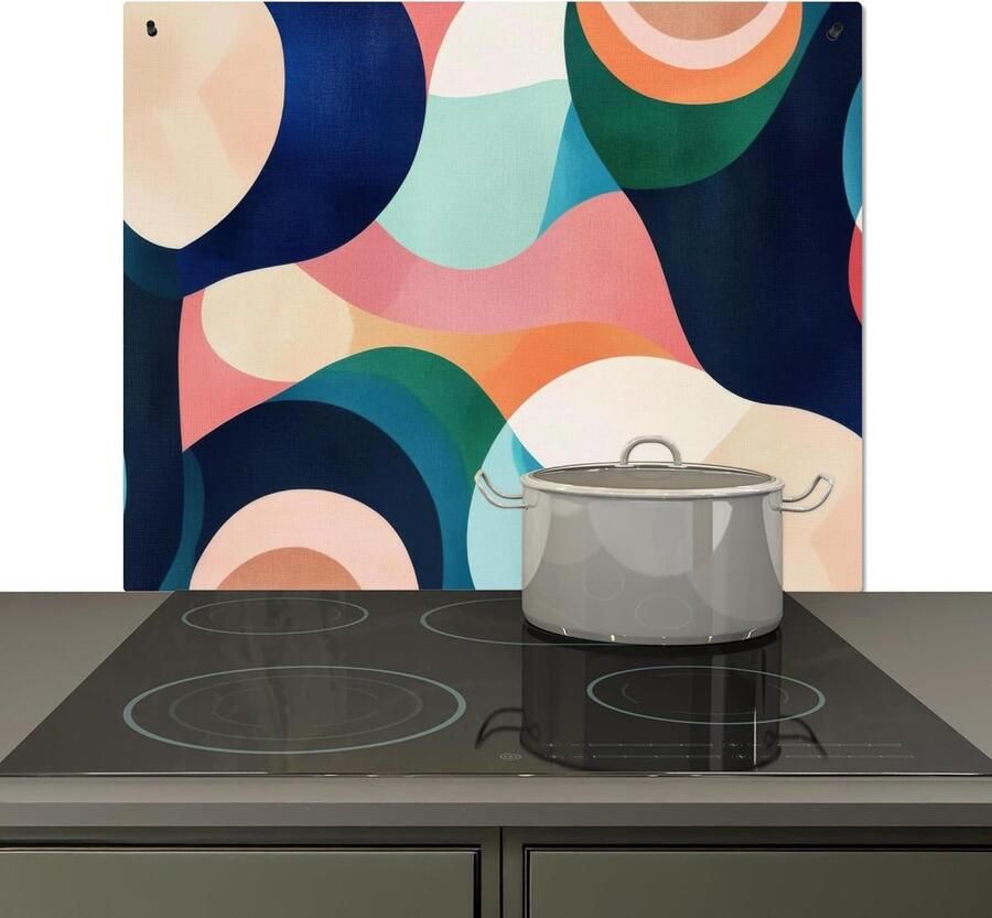 Spatwand Keuken Kookplaat Beschermer Koken en Beschermen 2-in-1 Functionaliteit 52x59cm Abstract Blauw