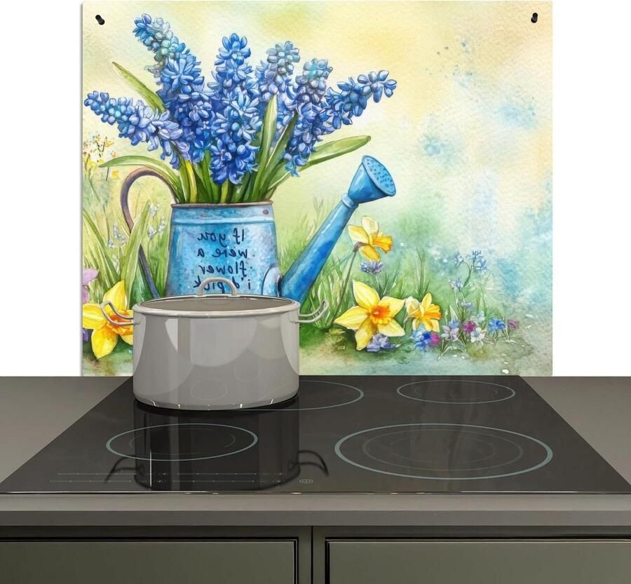 Spatwand Keuken Kookplaat Beschermer Koken en Opruimen Dubbele Functie 2-in-1 51.6x57.6 cm Lavendelbloemen