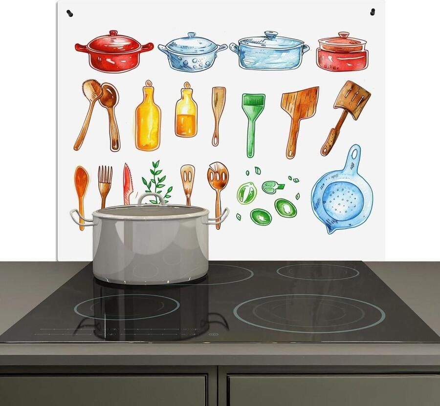Spatwand Keuken Kookplaat Beschermer Muur Beschermen 2-in-1 Functie 52x60 cm Kleurrijk