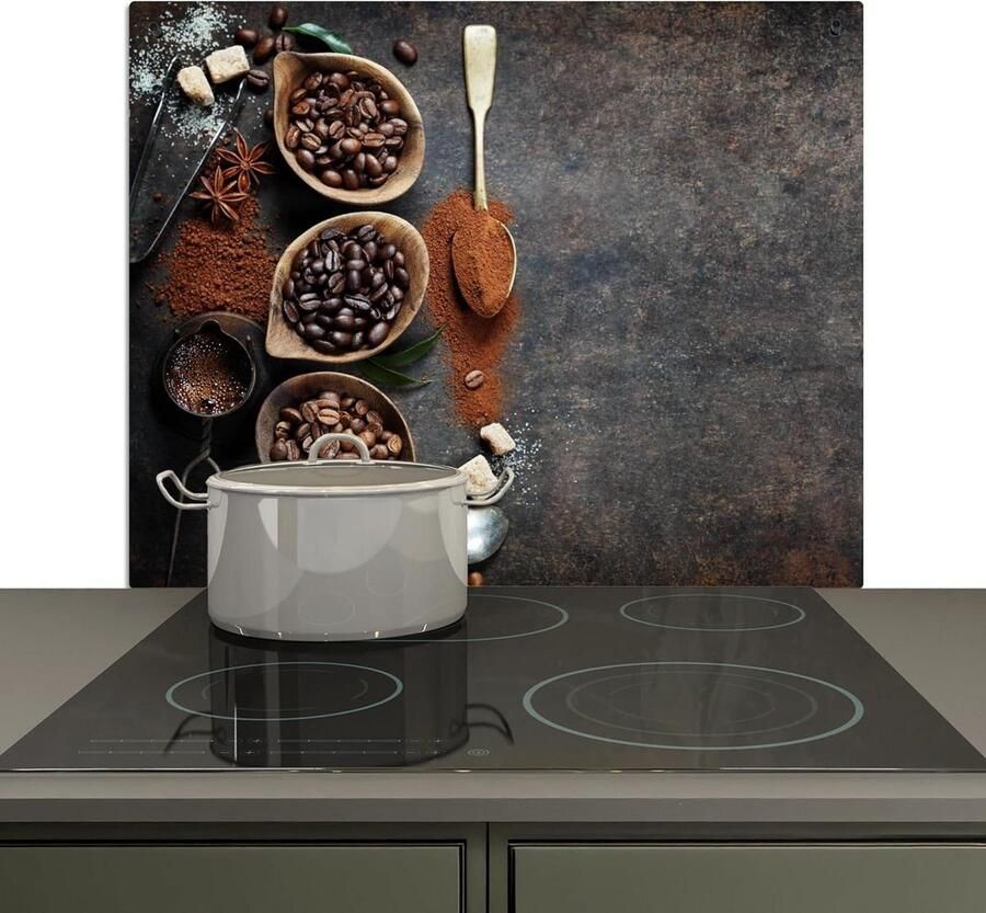 Spatwand Keuken Kookplaat Beschermer Muur Beschermen 2-in-1 Functie 52x60 cm Koffiebonen