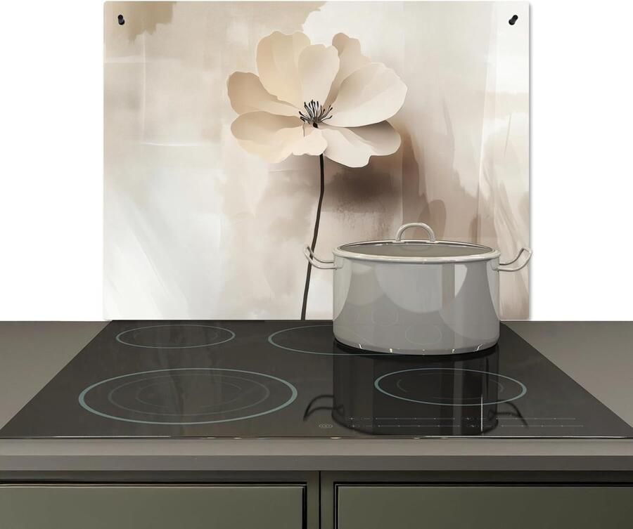 Spatwand Keuken Kookplaat Beschermer Wand Beschermen 2-in-1 Functie 52x71cm Bloemen Beige